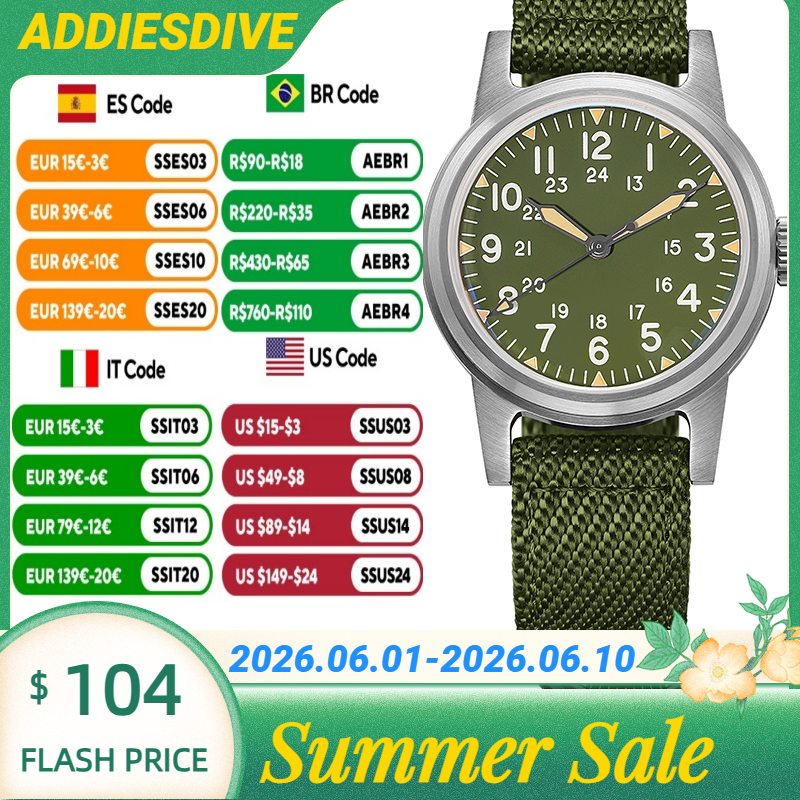 Outdoor Sport Lights - ADDIESDIVE Bubble Mirror Glass Japan NH35A