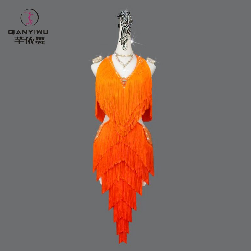 New Latin Dance Tassel Dress W - Outdoor Sport Dress avaliação e preço