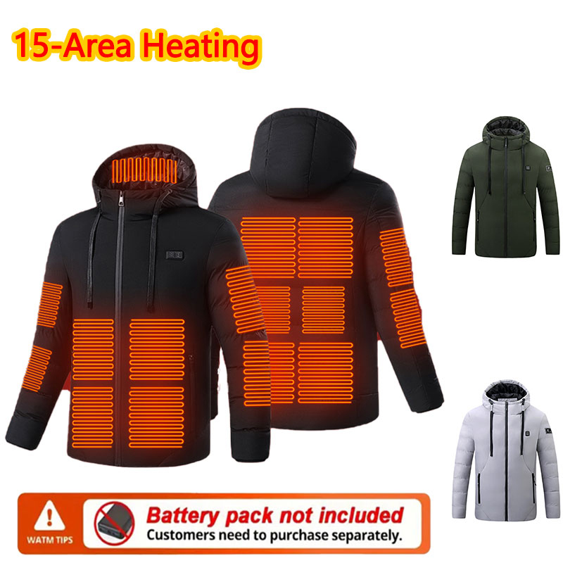 15 Area Heated Winter Hooded J - Outdoor Sport Jacket avaliação e preço