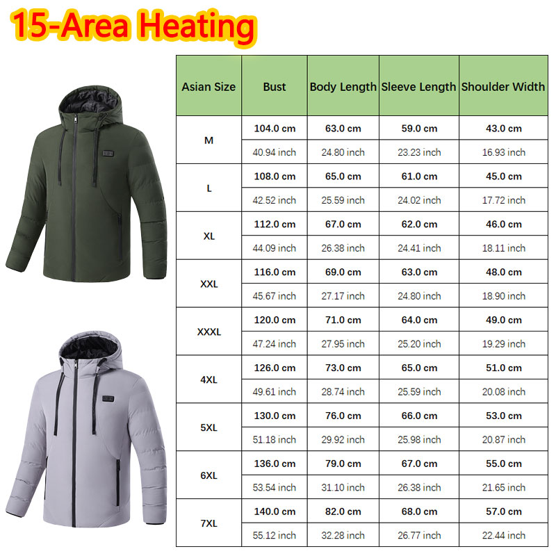 15 Area Heated Winter Hooded J - Outdoor Sport Jacket avaliação e preço