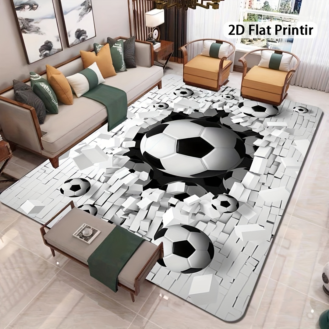 Soccer Ball 3D Effect Rug Flan - Outdoor Sport Area avaliação e preço