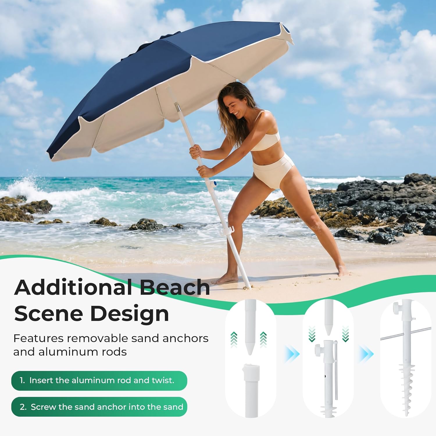 6.5ft Portable Sun Shade Umbre - Outdoor Sports Umbrella avaliação e preço