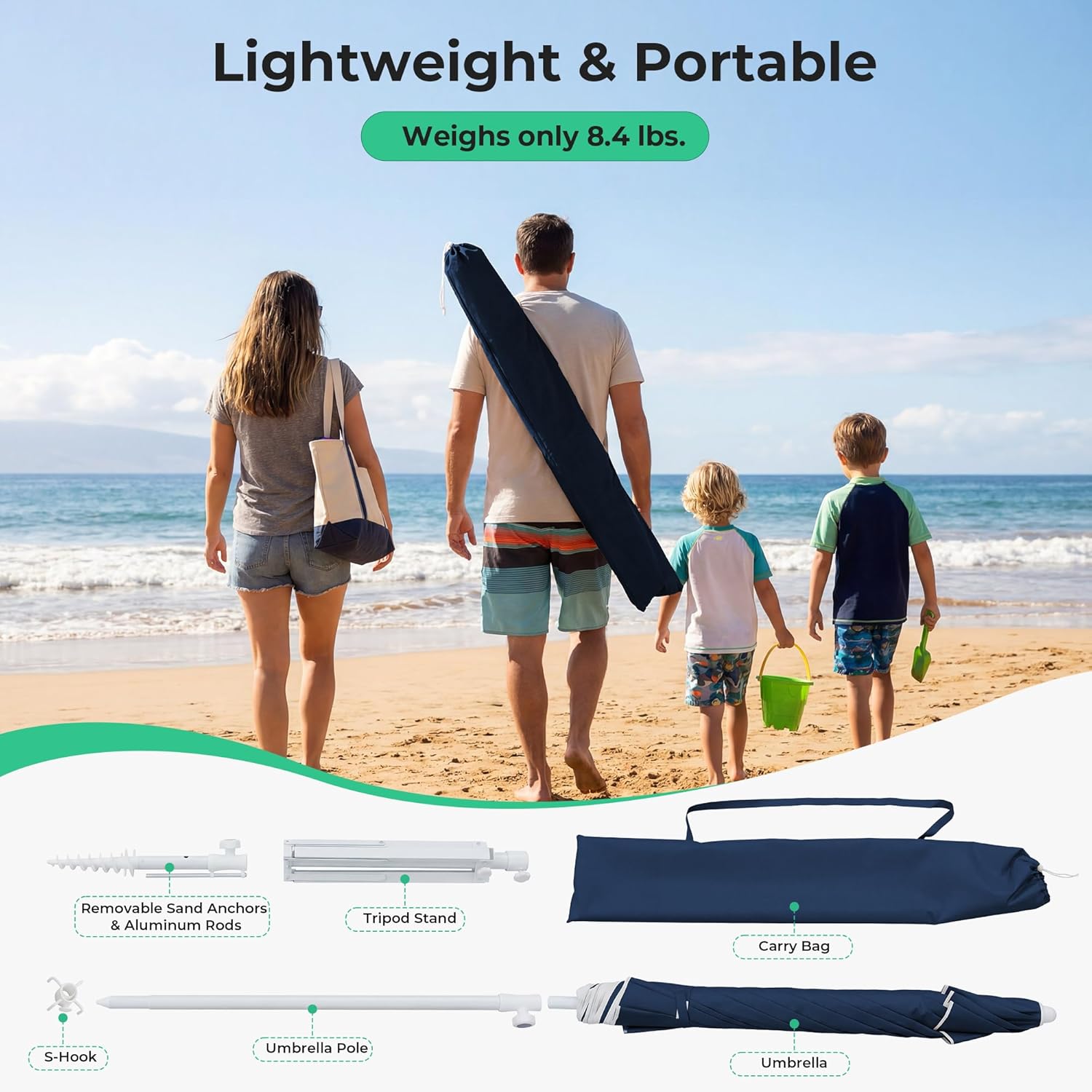 6.5ft Portable Sun Shade Umbre - Outdoor Sports Umbrella avaliação e preço