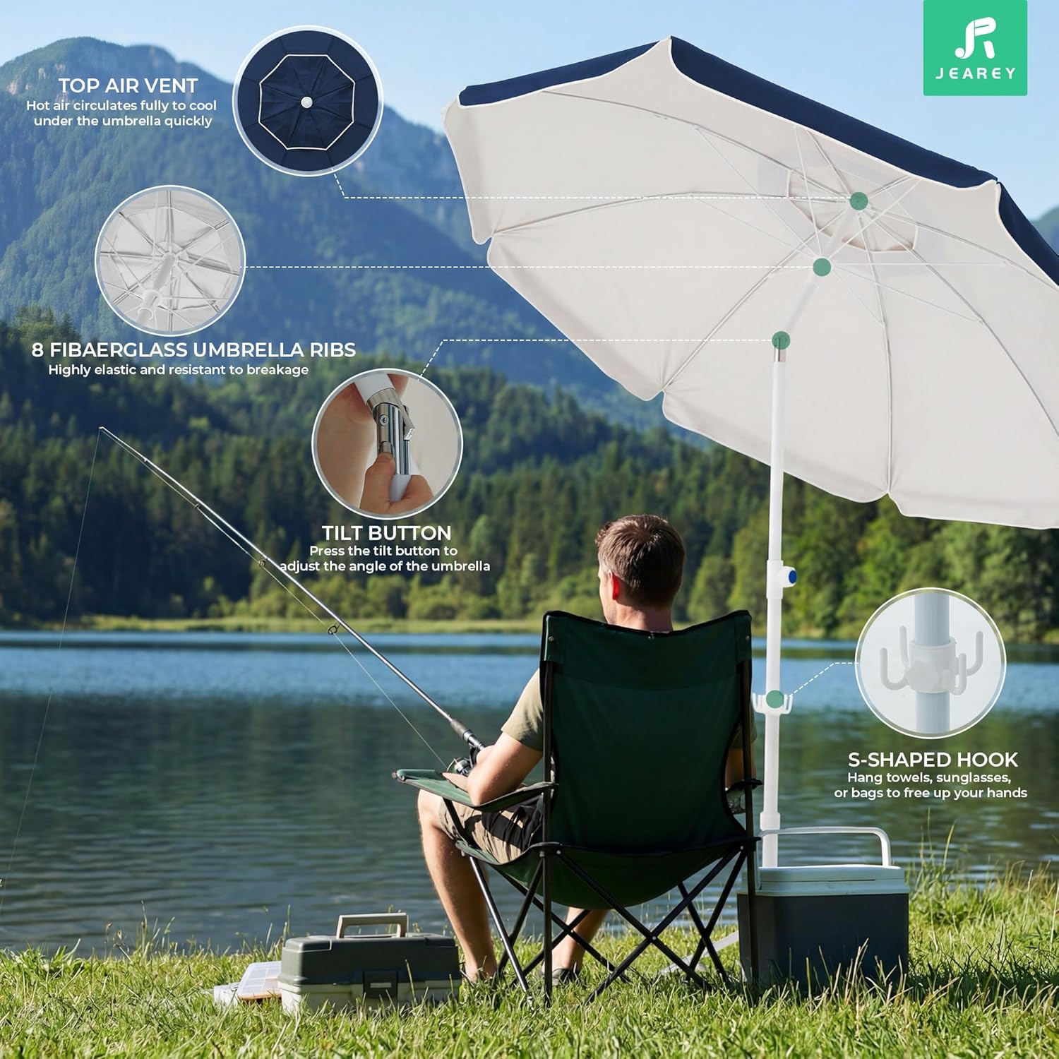 6.5ft Portable Sun Shade Umbre - Outdoor Sports Umbrella avaliação e preço